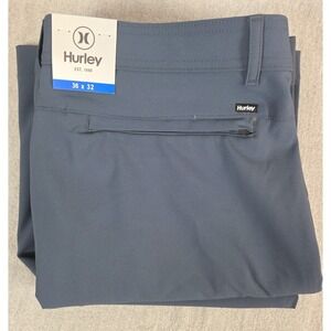 Hurley Mens 36x32 Hybrid Performance Stretch Pants Blue Active Side Pocket NEW